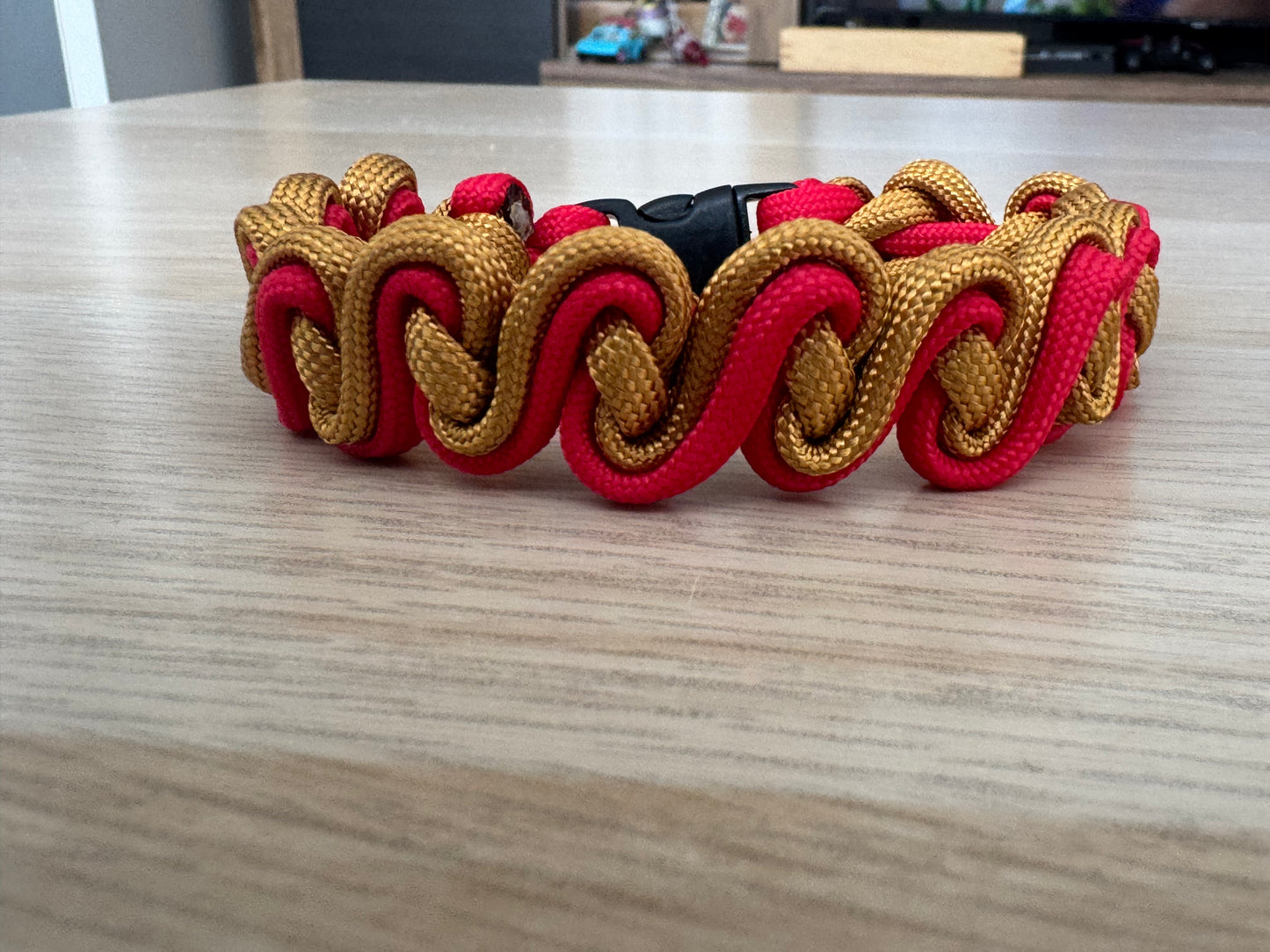 Handmade Paracord Bracelet - Red & Gold | Durable & Stylish