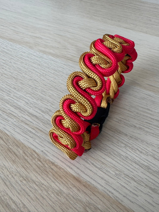 Handmade Paracord Bracelet - Red & Gold | Durable & Stylish